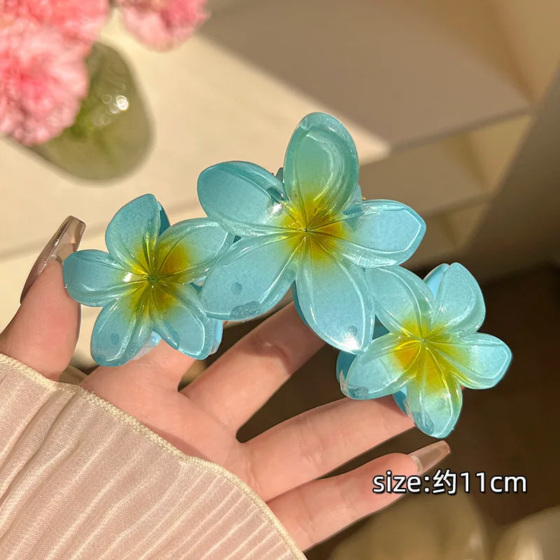 1/2pcs Fashion Gradient Egg Flower Hair Claws Clip For Women Sweet Acrylic Girls Hairpin detail view