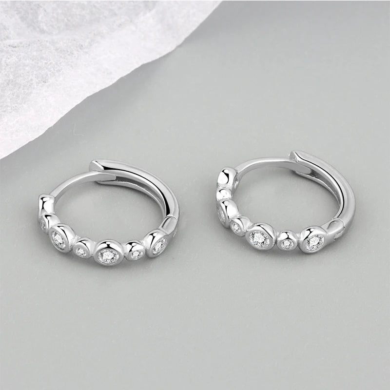 ANENJERY CZ Zircon Circle Hoop Earrings for Women Men Punk Trendy Party Accessories additional angle
