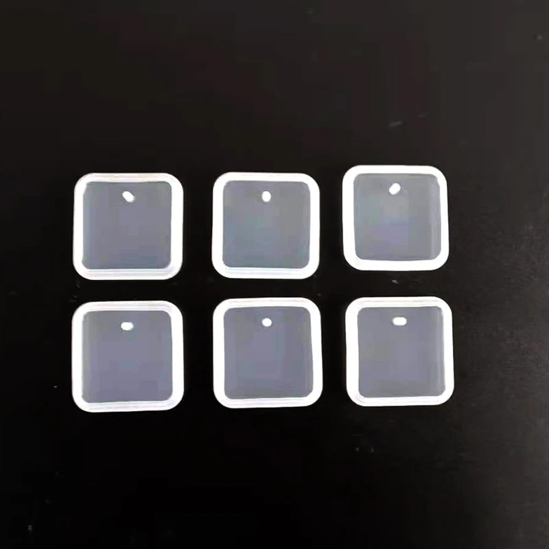 1/6/10pcs DIY Keychain Pendant Silicone Mold Set Crystal Epoxy Resin Mold Round Rectangl detail view