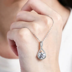 Huitan Women Pendant Necklace Inlaid Shiny Cubic Zirconia Silver Color/Gold Color Wed alternate view