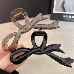 13cm Acrylic Ribbon Bow Hair Claw Glossy Crab Hair Clip Shark Ponytail Holder Barrettes Headwear for Women Hair Accessories