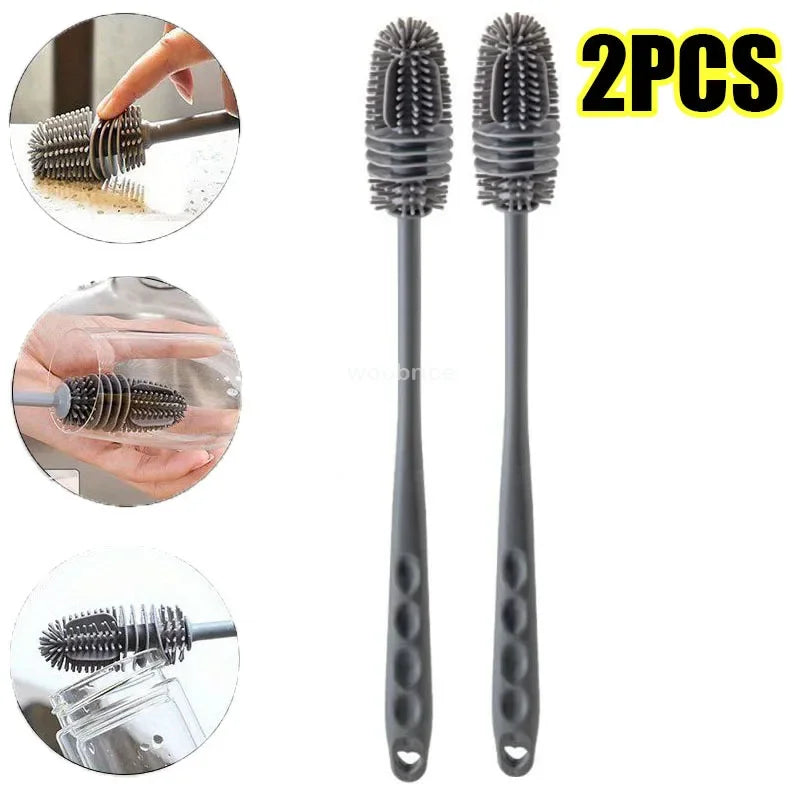 Silicone Milk Bottle Brush Cup Scrubber Glass Cleaner Kitchen Cleaning Tool Long Hand lifestyle view