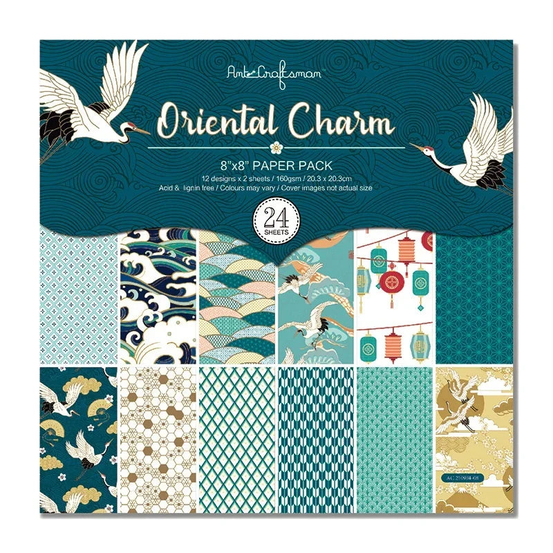 12-Sheet Crane Craft Paper Pads | Origami & Scrapbooking Background Paper Set lifestyle view