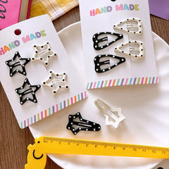 Vintage Dot Metal Hair Clips Set