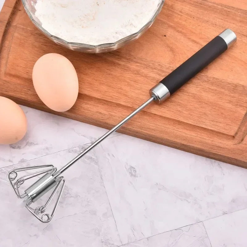 Rubber Semi-automatic Egg Beater Rotatable Stainless Steel Kitchen Mixer | Manual Whisk for Milk and