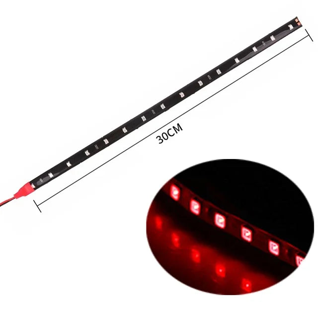 LED Car Strip Light 30cm 12V Waterproof | 2-Pack Neon Atmosphere Lamp for Interior Ca alternate view