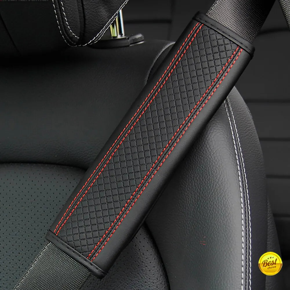 1PCS PU Leather Embossed Car Seat Belt Shoulder Cover Decompression Comfort Car Accessor detail view