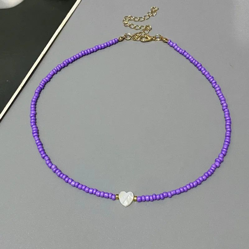 New Nature Shell Love Heart Choker Necklace for Girl Spring Summer Fashion Small Colo lifestyle view
