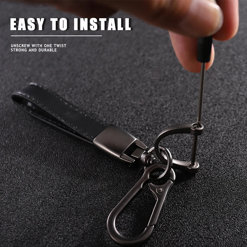 Opel Leather Keychain | Embroidered Car Emblem Key Ring additional angle