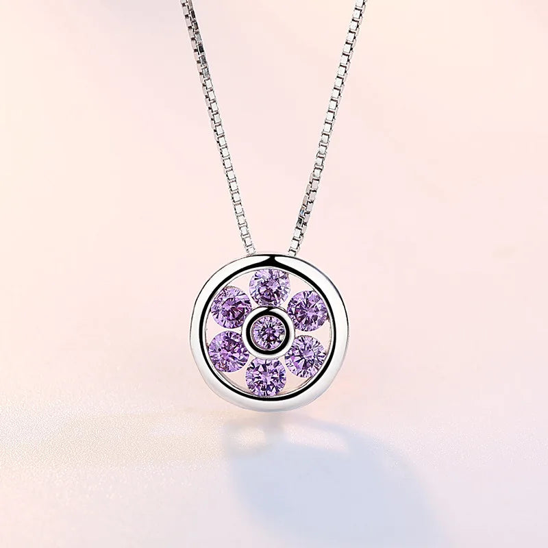 925 Sterling Silver Necklace Zircom for Women 18k Gold Plated Jewelry Pendant Birthday close-up view