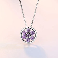 925 Sterling Silver Necklace Zircom for Women 18k Gold Plated Jewelry Pendant Birthday close-up view