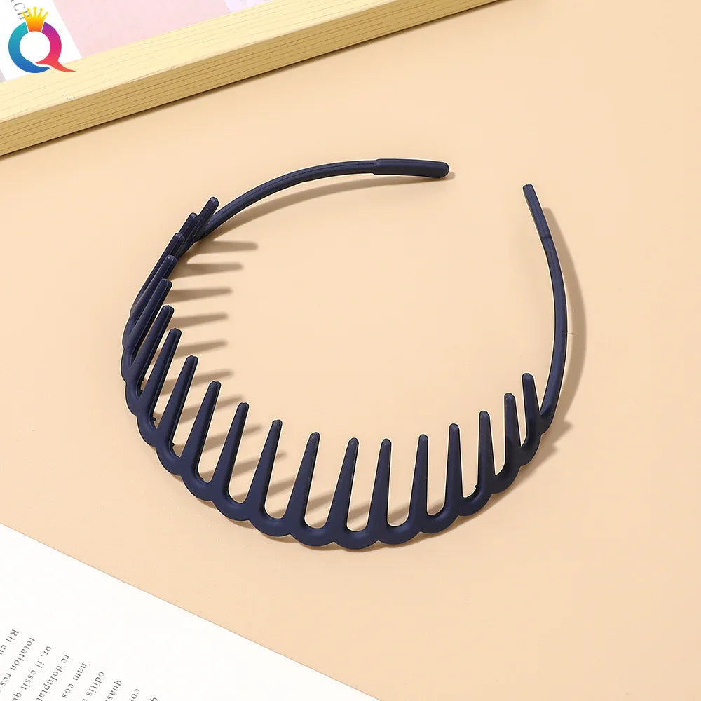 Korean Simple Headwear Hair Hoop Bezel with Teeth Headband Women Girl Solid Color Resin detail view