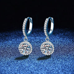 925 Sterling Silver 1 Carat Moissanite Round Earrings for Women Luxury Evening Style alternate view