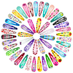50Pcs/Lot Alloy Hair Accessories Children Hairpin Print Flower Cartoon Hairclip Solid Candy Color Head Barrettes Girls Headdress