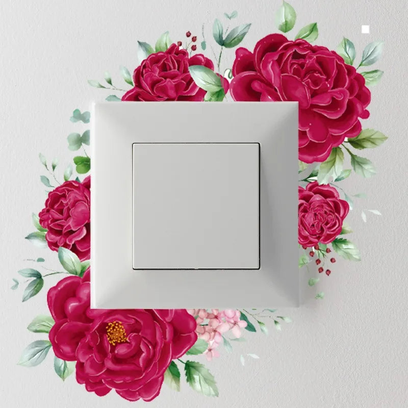 Flower Switch Sticker Decorative Wall Stickers | Waterproof Vinyl Wall Decor detail view