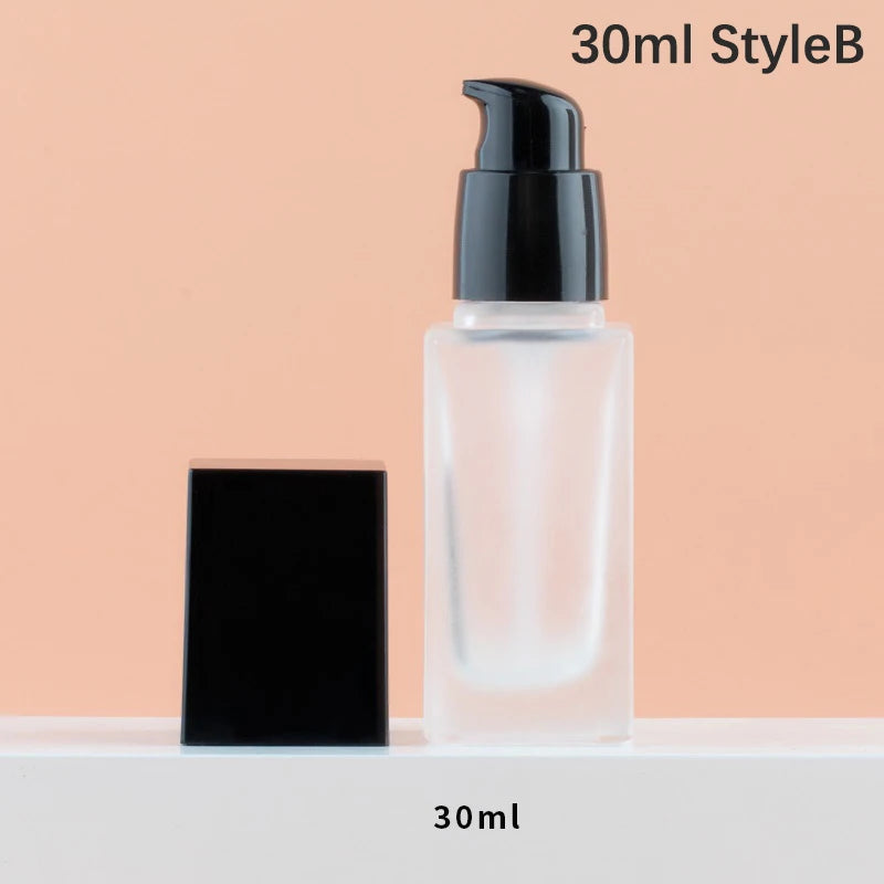 15/30ml Empty Pump Bottle Glass Liquid Foundation Container Makeup Transparent Square lifestyle view