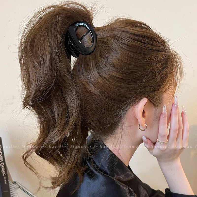 1pc Premium Acetate Hollow Shark Clip 2026 New Back of Head Hair Claw for Women Thin Hair Volumizing