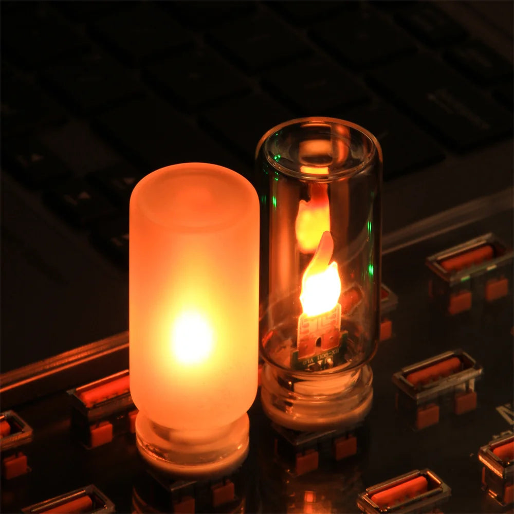 USB LED Flashing Candle Light | 5V Flame Night Light with Frosted Clear Glass and Tou alternate view