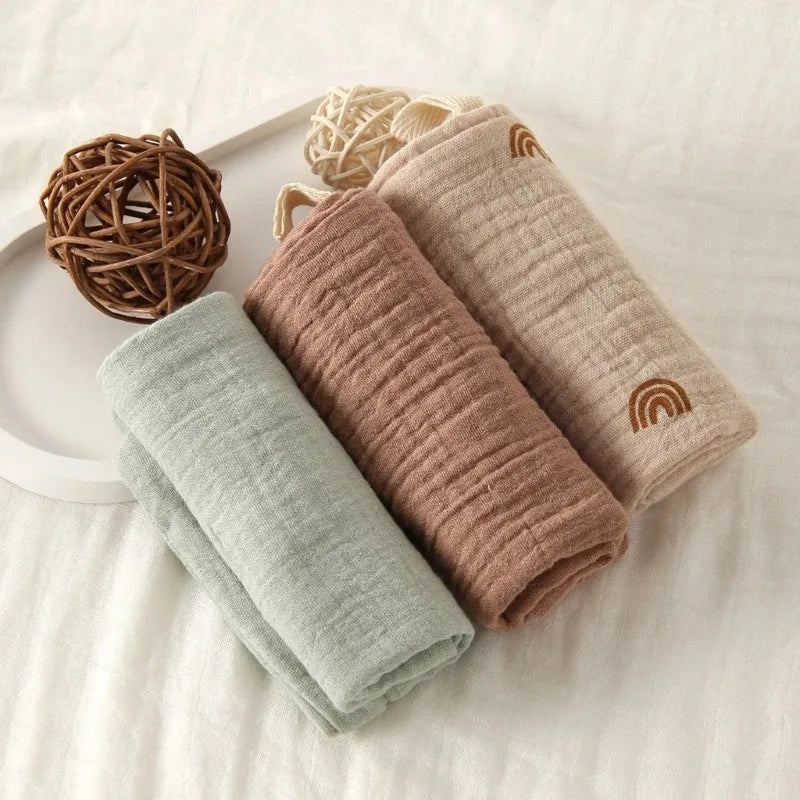 Soft Cotton Gauze Baby Towel Set | Newborn Muslin Handkerchief for Bath and Face