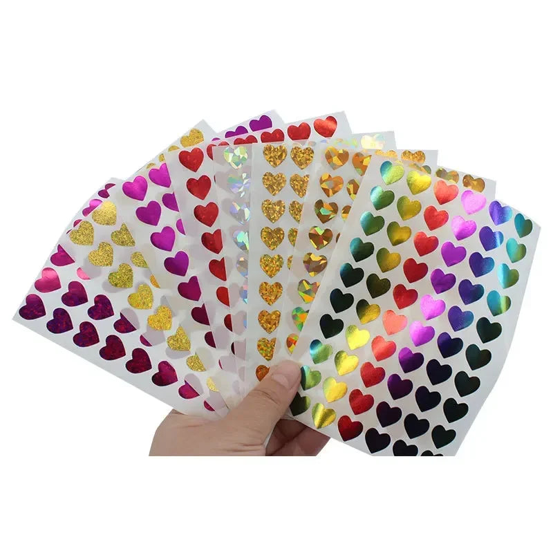 10sheet Glitter Heart Style Sticker for DIY Decor Scrapbook Journal 3MM Mini Heart Stick detail view