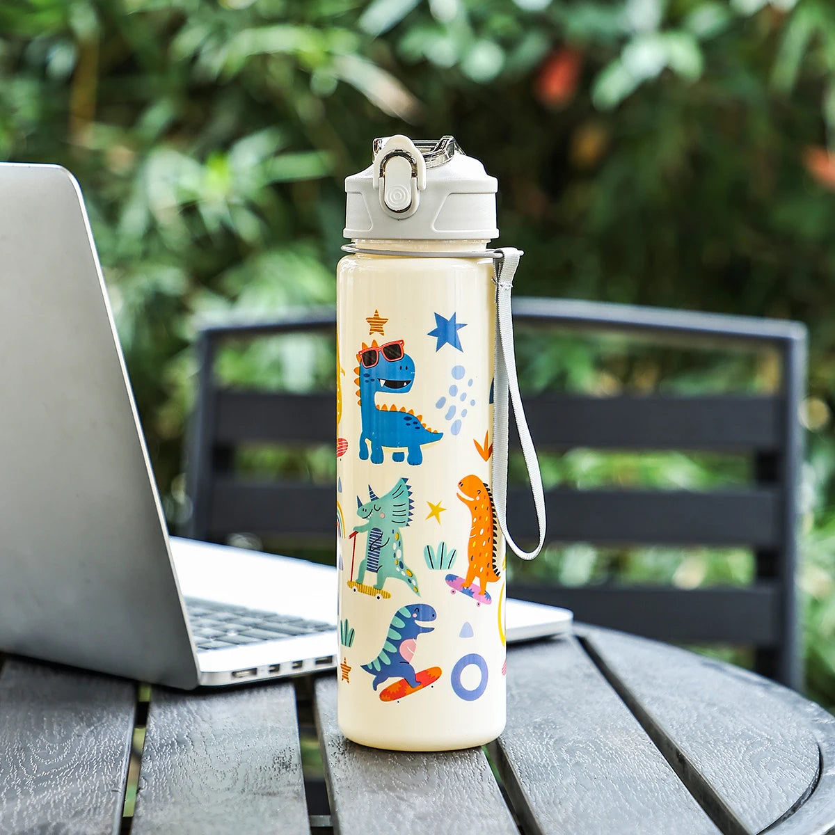 Little Dinosaur Cartoon-Themed Straw Cup, Large Capacity 800ml, Cute Portable Sport additional angle
