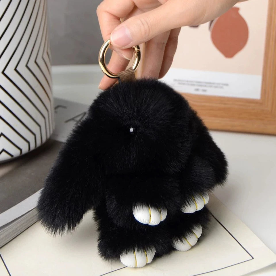 Women's Rabbit Fur Keychain Bag Car Pendant Jewelry for Bags additional angle