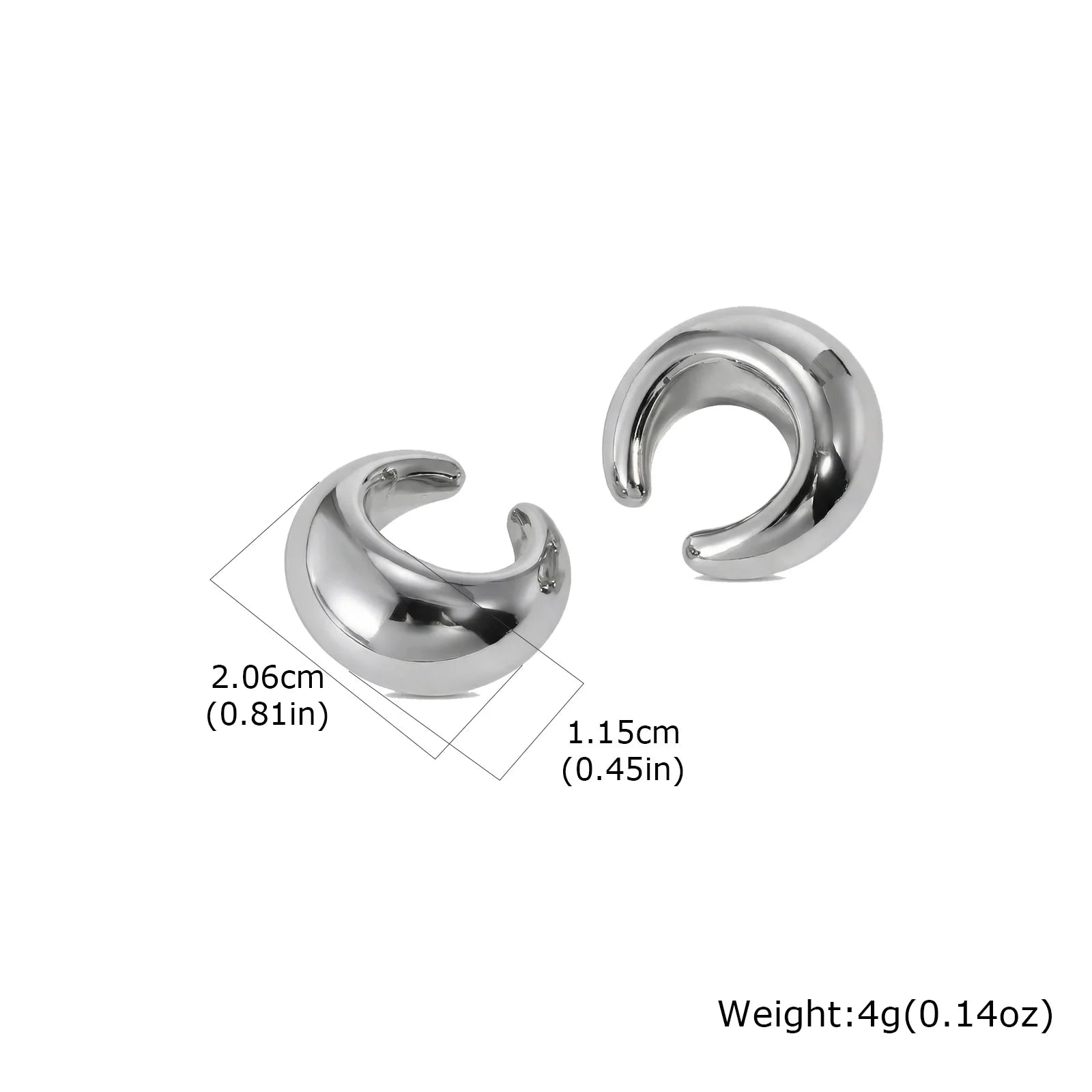 No Piercing Ear Cuff Set Silver-Gold Mixed Color Chunky Fluid Wave Clip On Earrings S alternate view