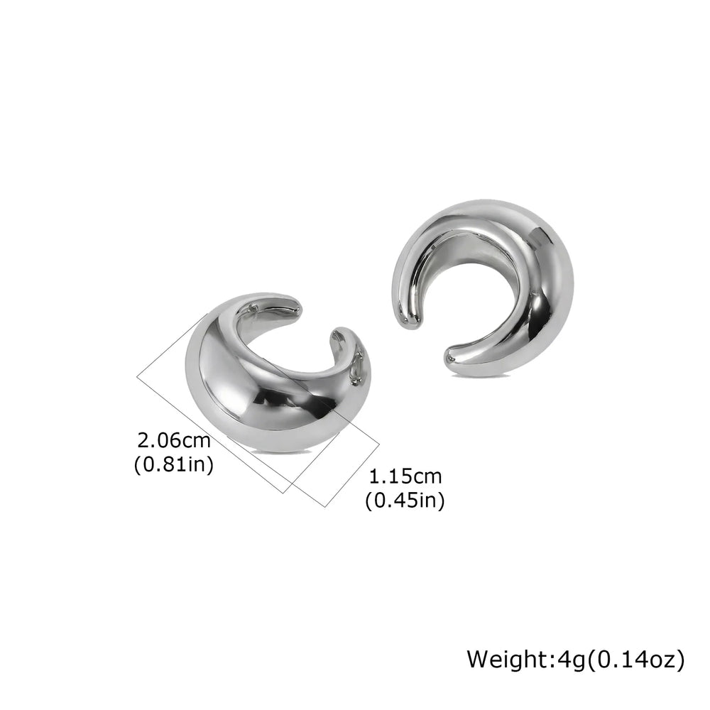 No Piercing Ear Cuff Set Silver-Gold Mixed Color Chunky Fluid Wave Clip On Earrings S alternate view