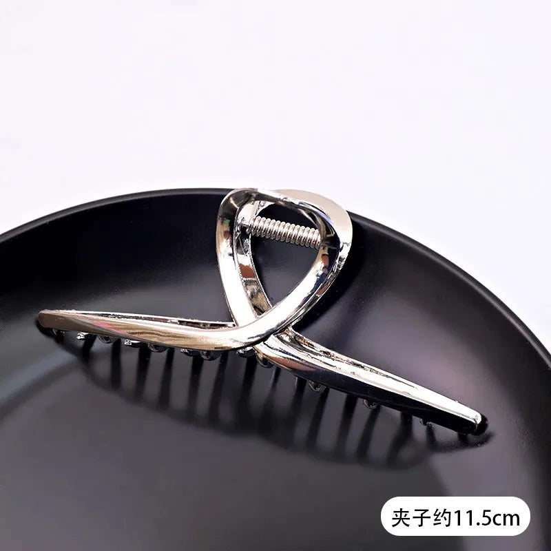 Vintage Silver Geometric Metal Hair Claw For Women Girls Long Hair Holder Headband Ha alternate view