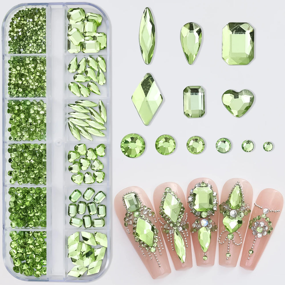12Grids Pink Mixed Nail Rhinestones Luxury Nail Charms Glitter Crystal Jewelry Gems N alternate view