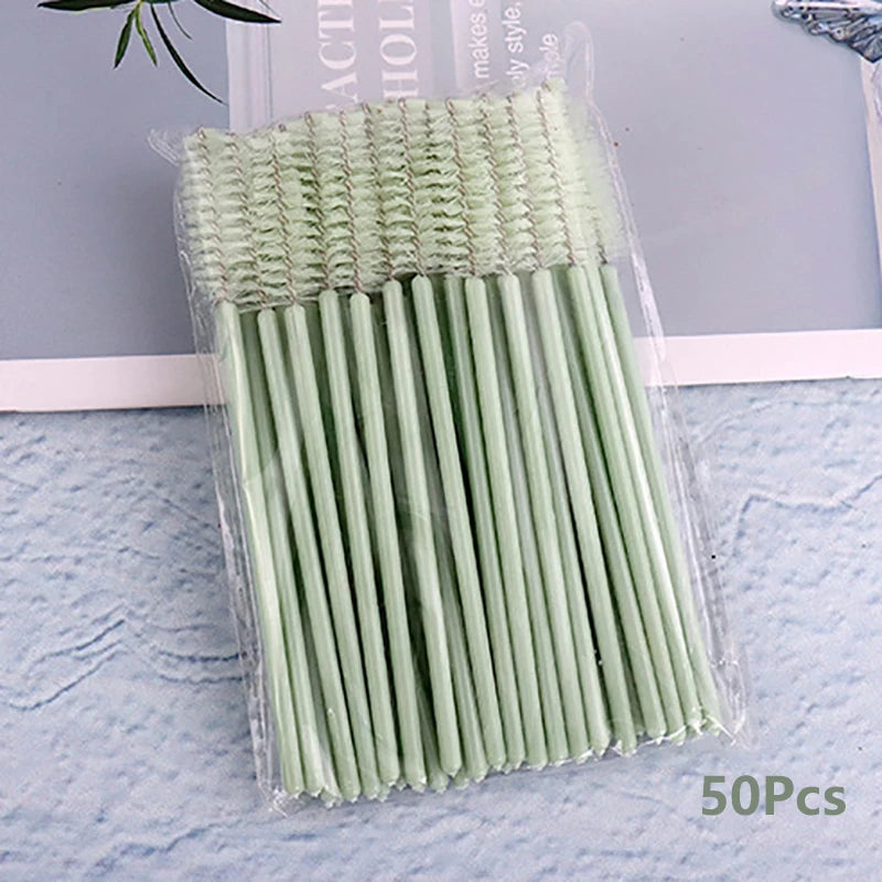 Disposable Eyelash Brushes 50 Pack | Mascara Wands Applicator Spoolies for Lash Extensions
