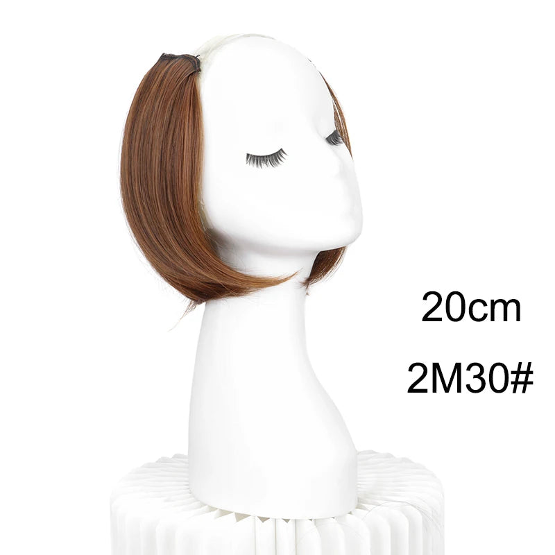 20/30cm Synthetic Straight Hair Extension with 4 Clips | V-Shaped Half Head Invisible close-up view