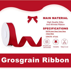 10 Meters Grosgrain Polyester Ribbon for DIY Crafts Gift Wrapping Wedding Christmas Deco detail view