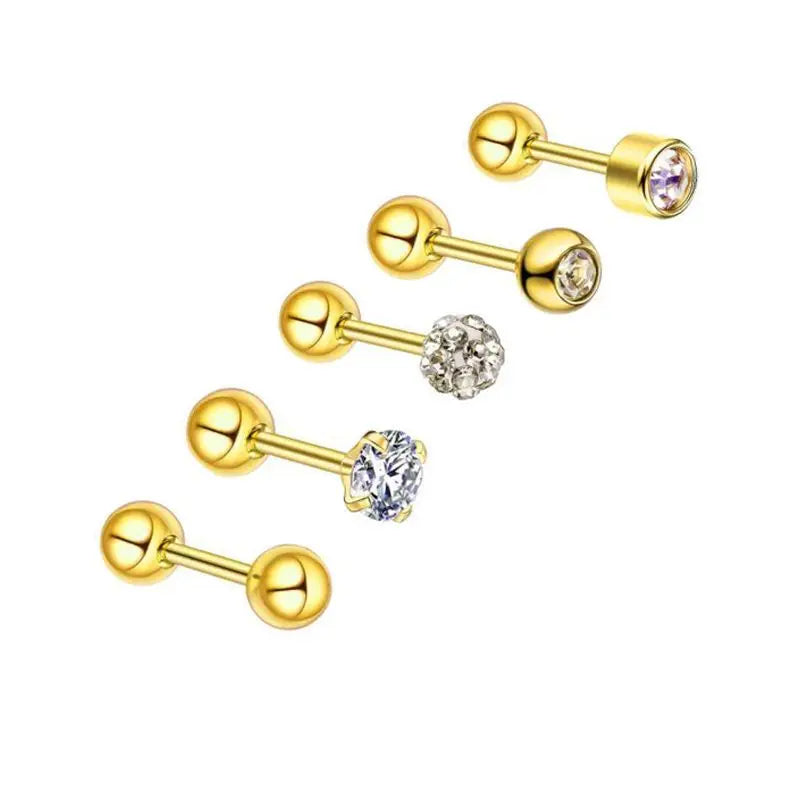5PCS Heart Tragus Piercing Stud Earring Set Small Lobe Stud Earrings Cartilage Piercing detail view