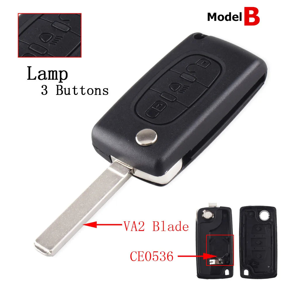 Flip Key Shell Case for Peugeot 207 307 308 407 Citroen C2 C3 alternate view
