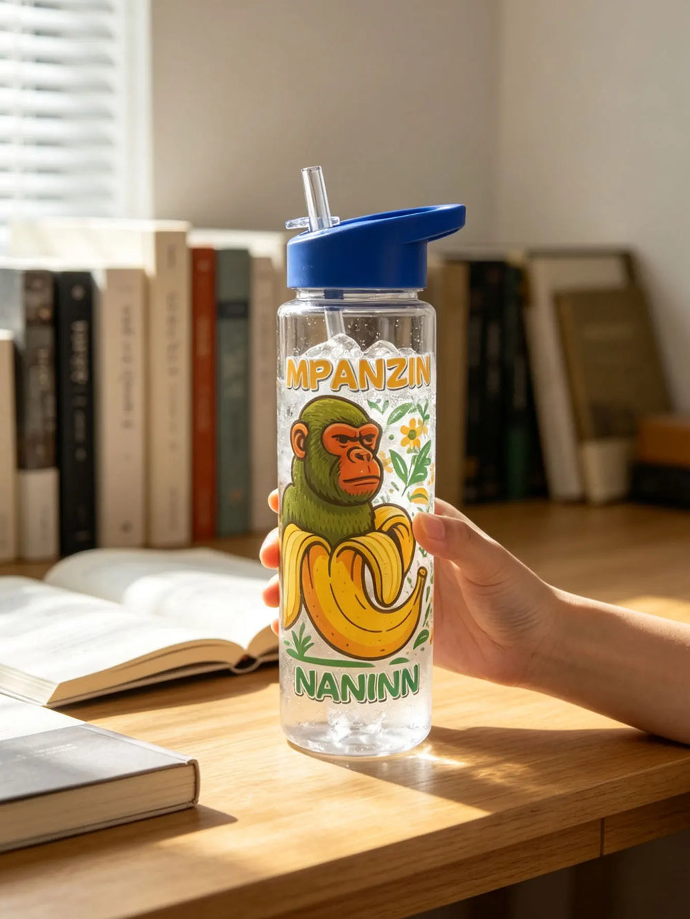 1 Piece 750ml (26 fl oz) Cartoon Printed Straw Cup, Summer Plastic Water Bottle, BPA F close-up view