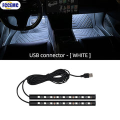 9 LED Car Interior Ambient Mood Foot Light | USB Lighter Decorative Atmosphere Lamp for 12V Vehicles