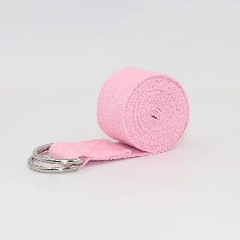 Cotton Yoga Strap | Adjustable D Ring Buckle Belt for Pilates and Dance detail view