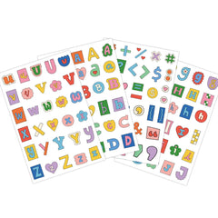 8Sheets Adorable Alphabet & Symbol Label Stickers – Cute Handwritten Style Decor for Stu detail view