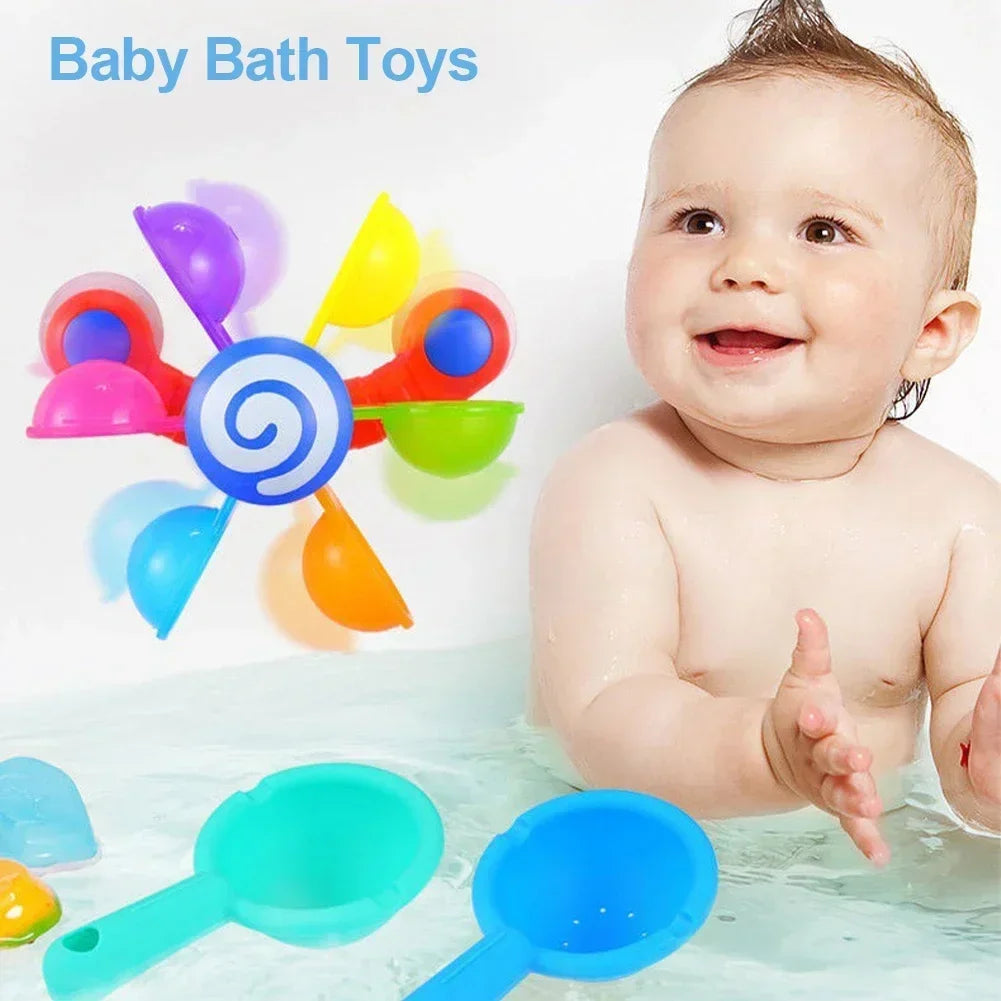 Rainbow Windmill Toddlers Bathing Sucker Water Spray Toy Colorful Waterwheel Baby Bath T detail view