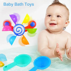 Rainbow Windmill Toddlers Bathing Sucker Water Spray Toy Colorful Waterwheel Baby Bath T detail view