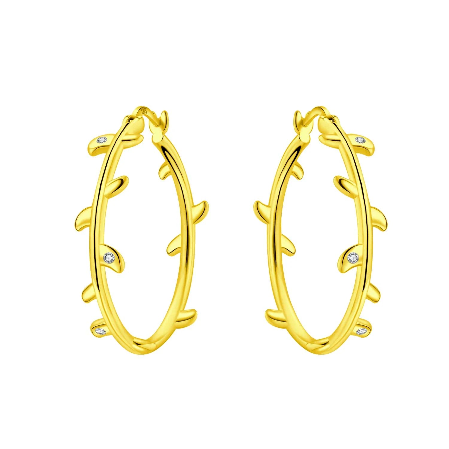 925 Sterling Silver Purple Flowers Plants Leaf Series Blue Iris Flower Earring Hoop additional angle