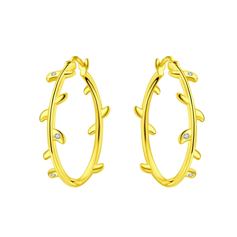 925 Sterling Silver Purple Flowers Plants Leaf Series Blue Iris Flower Earring Hoop additional angle