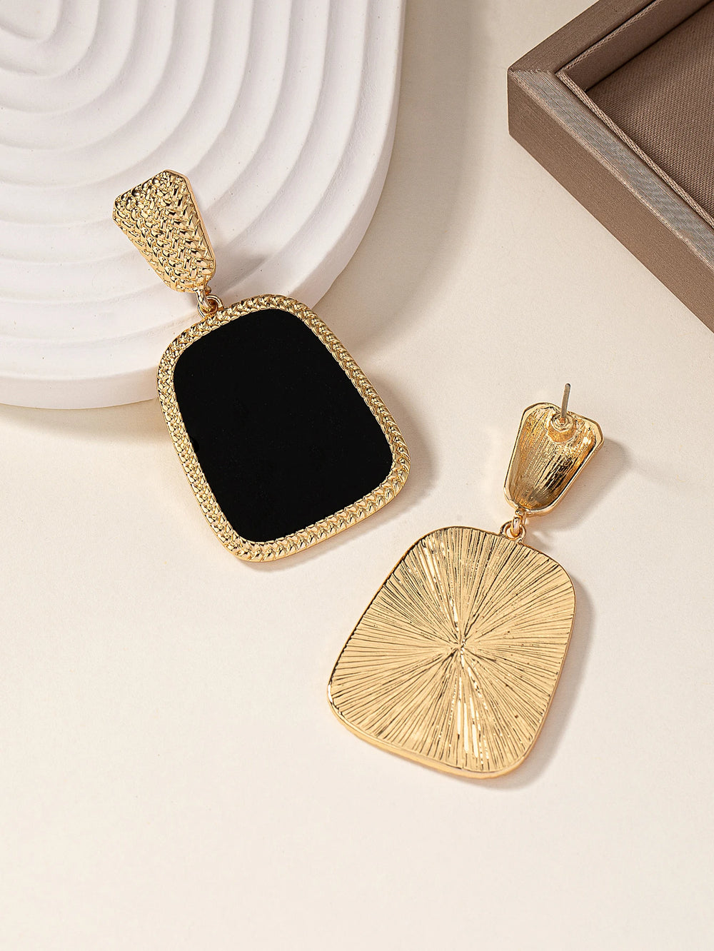 A Pair of Fashionable, Versatile, and Trendy Summer Earrings close-up view