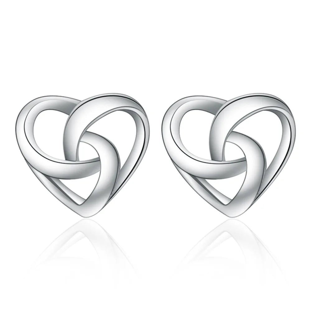 925 Sterling Silver Love Heart Stud Earrings For Women Luxury Designer Jewelry Best Selling Offers W