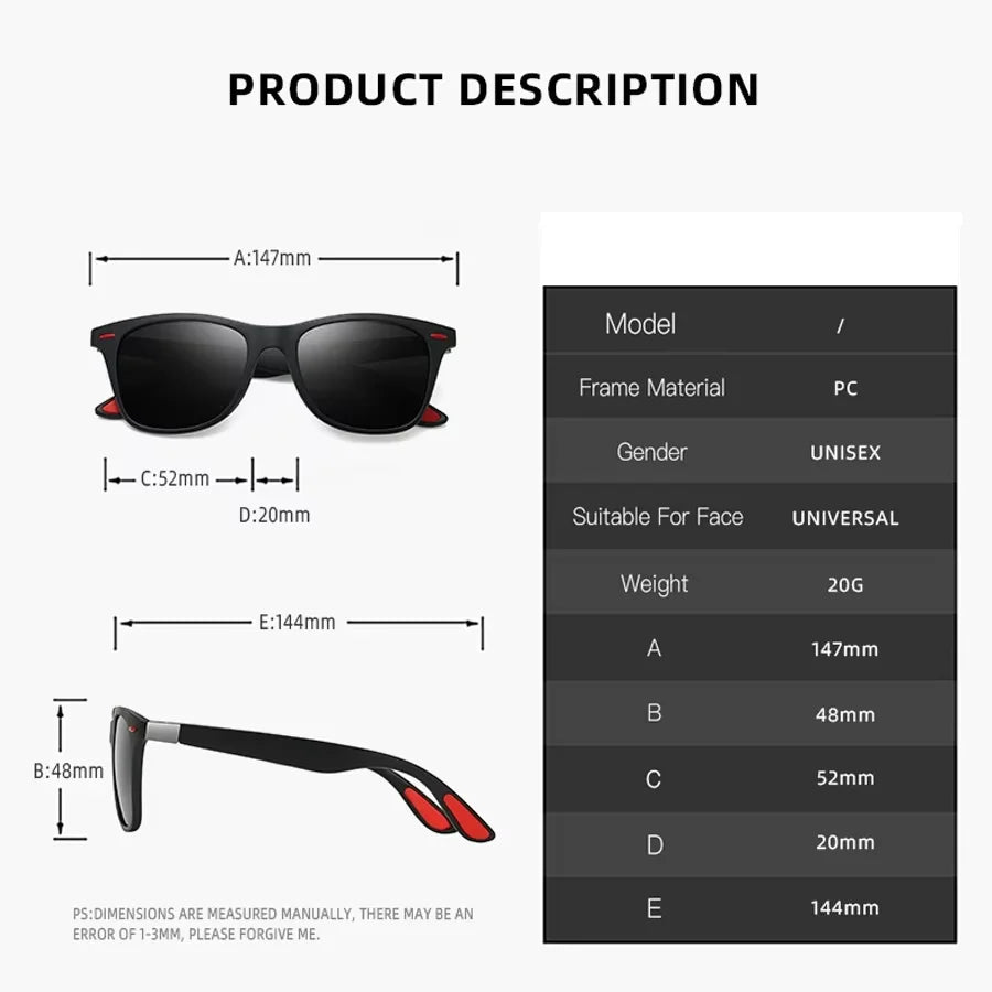 Square Unisex Driving Fishing Sunglasses Men Women Brand Designer Sun Glasses Anti-Gl lifestyle view