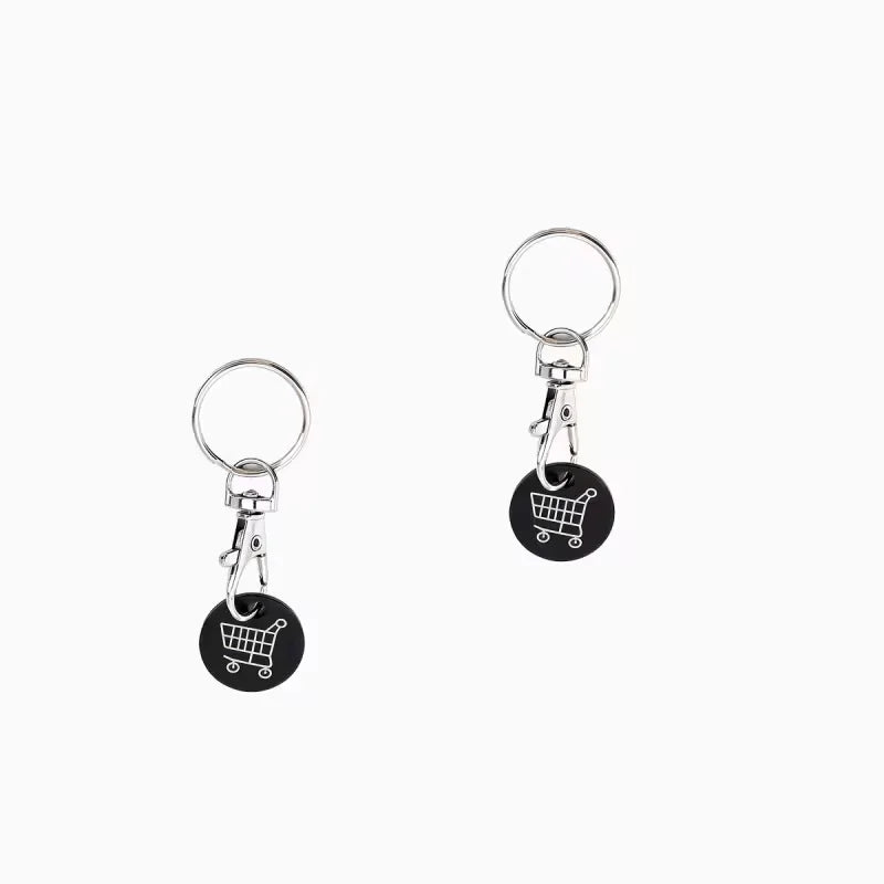 2pcs.Stainless Steel Supermarket Shopping Cart Token Keychain, Anti-loss Token Set Ke alternate view