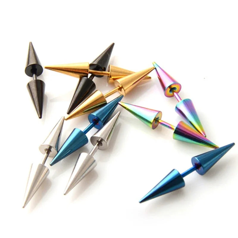 2PCs Classic Fashion Punk Rock Rivet Spike Tip Cone 316L Stainless Steel Women Men ea lifestyle view