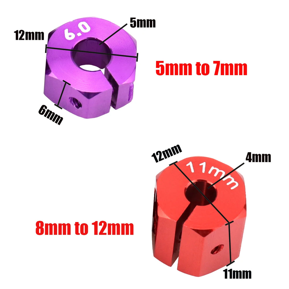 Aluminum 5/6/7/8/9/10/11/12mm Adapter Hex 12mm Drive Hub with Pin Screws for RC Auto alternate view