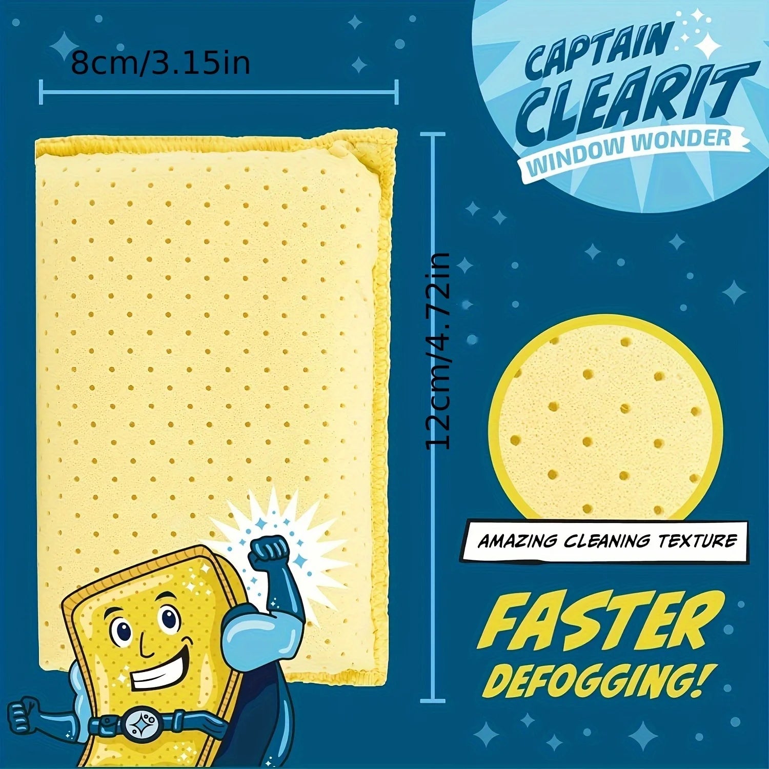 Large Size Super Absorbent Anti Fog Sponge, Suitable for Cars, Mirrors, Glass, Etc. - Ea detail view